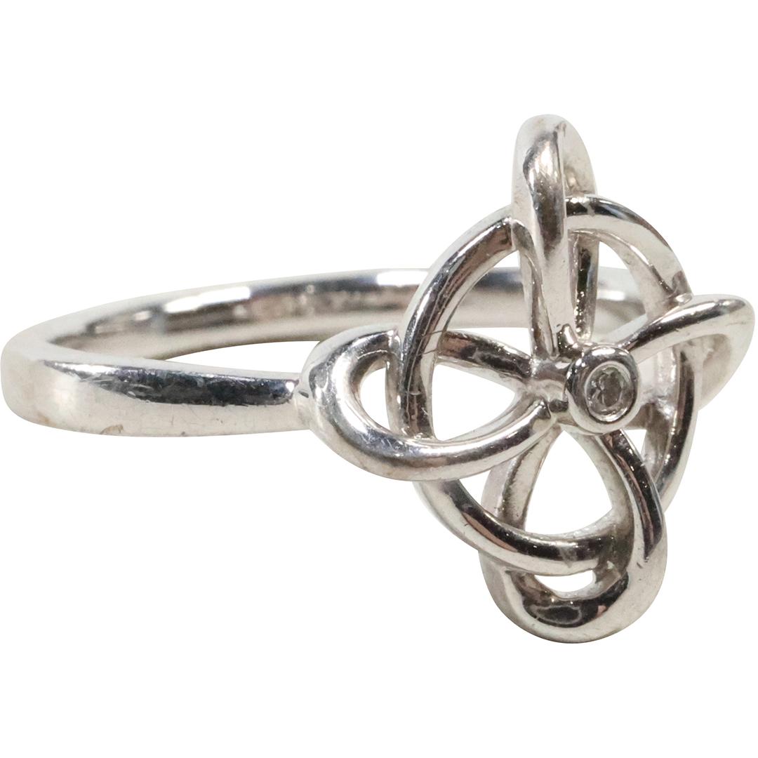 .925 Sterling Silver Diva Knot with Diamond Ring Size 7,  5/8 in. x 1/2 in. (1 of 5)