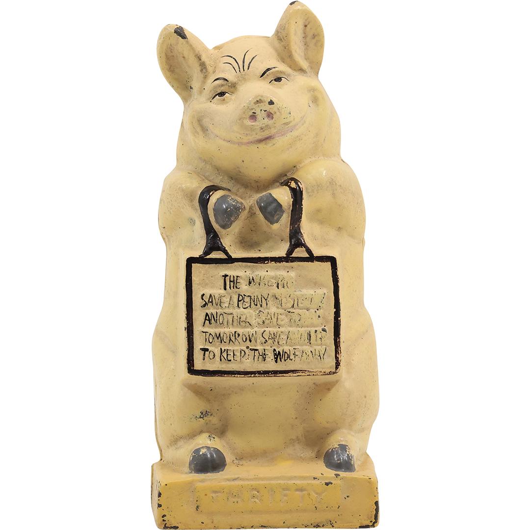 Cast Iron THRIFTY PIG Coin Bank in Original Paint Finish 6.5 inches height (1 of 15)