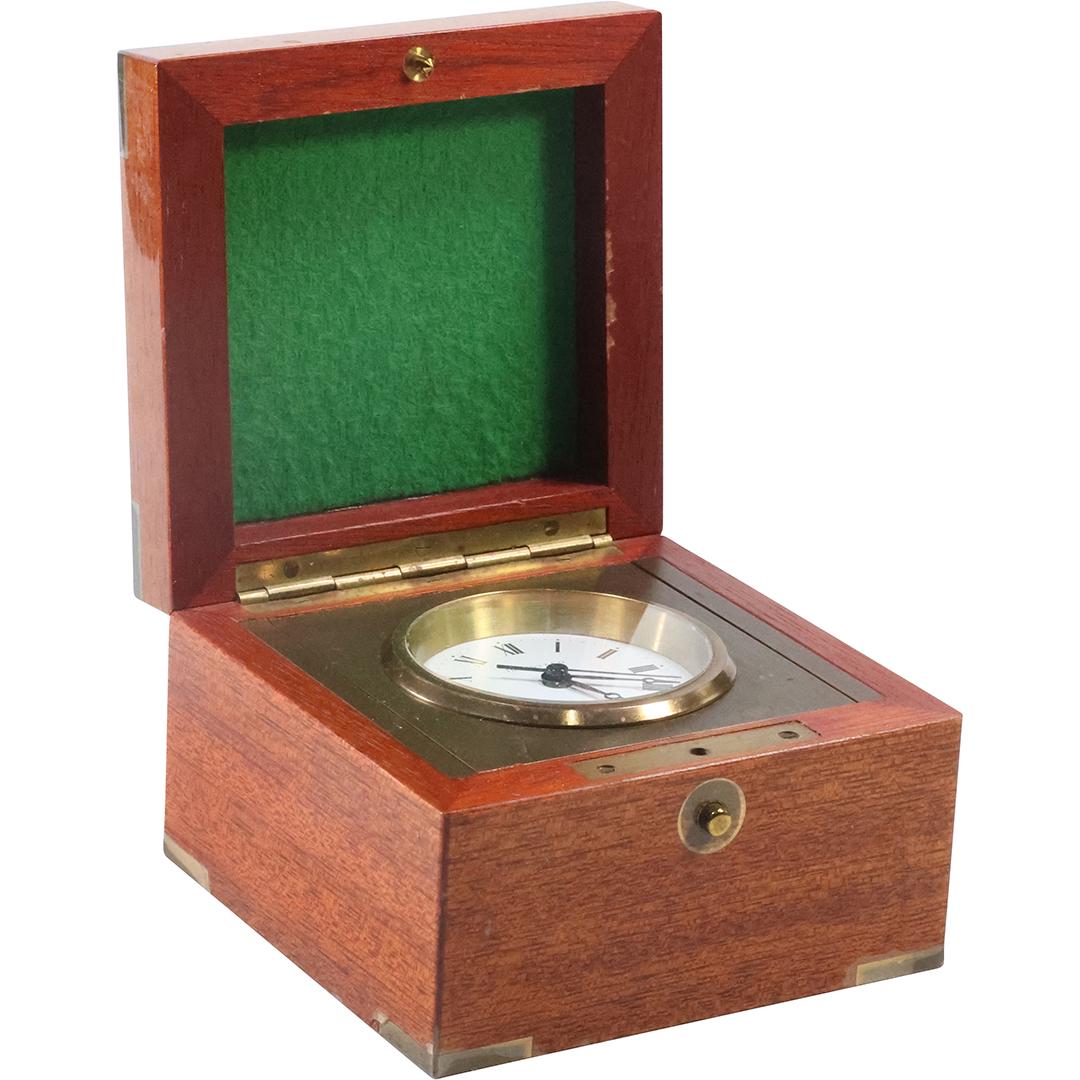 Tiffany and Co. Quartz Ship Clock in Wooden Brass Bound Case (1 of 19)