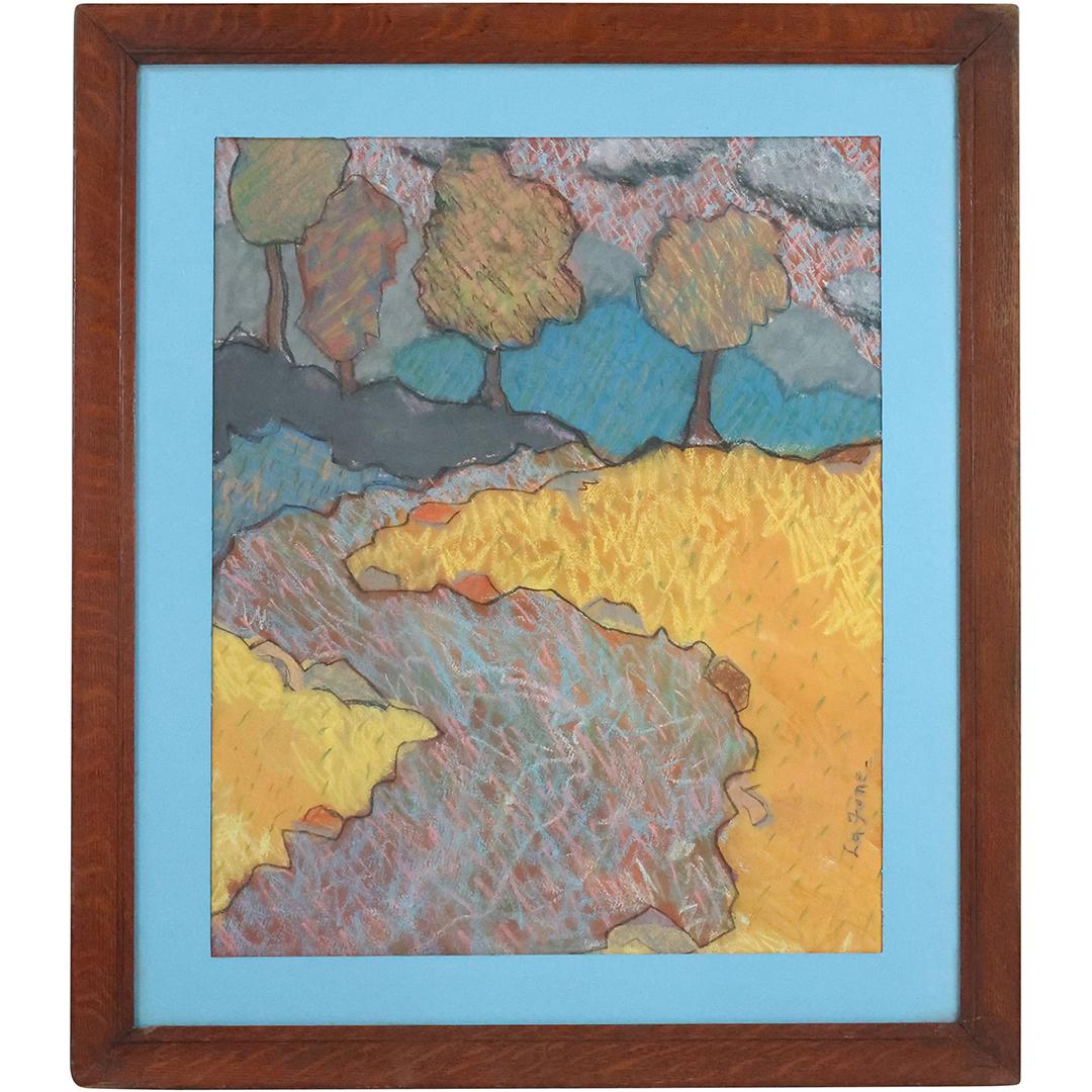 Joe Lafone, 20th C. North Carolina, Pastel Painting Arts and Crafts Landscape, Signed (1 of 12)