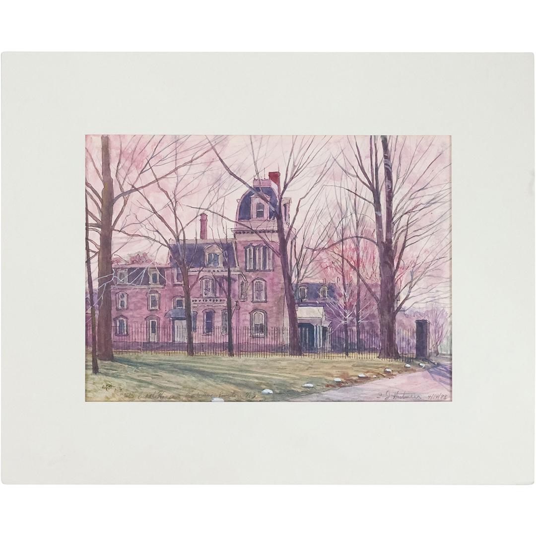 E J Hartmann, Oil on Board Painting, The Biddle Mansion, Bank Ave, Riverton NJ (1 of 15)