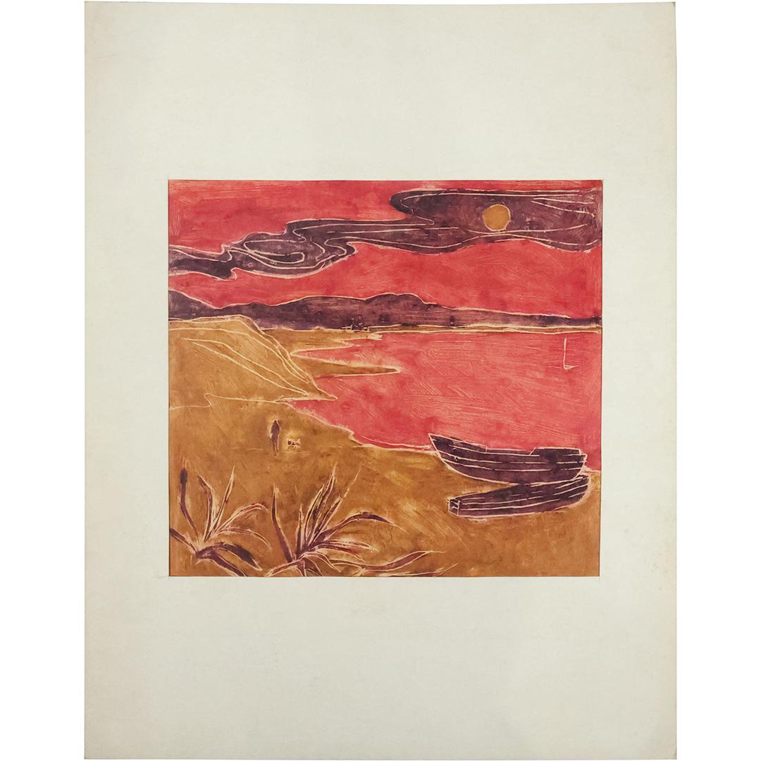 Donald Purdy, American, Modernist Color Landscape Lithograph, from Estate of The Artist: Donald Purdy, American, Modernist Color Landscape Lithograph, from Estate of The Artist. Well Listed Artist. size: 13.75 x 14.75 matte, 26 x 20.25 outside matte. ASKart: Donald Roy Purdy (Born 1924) i