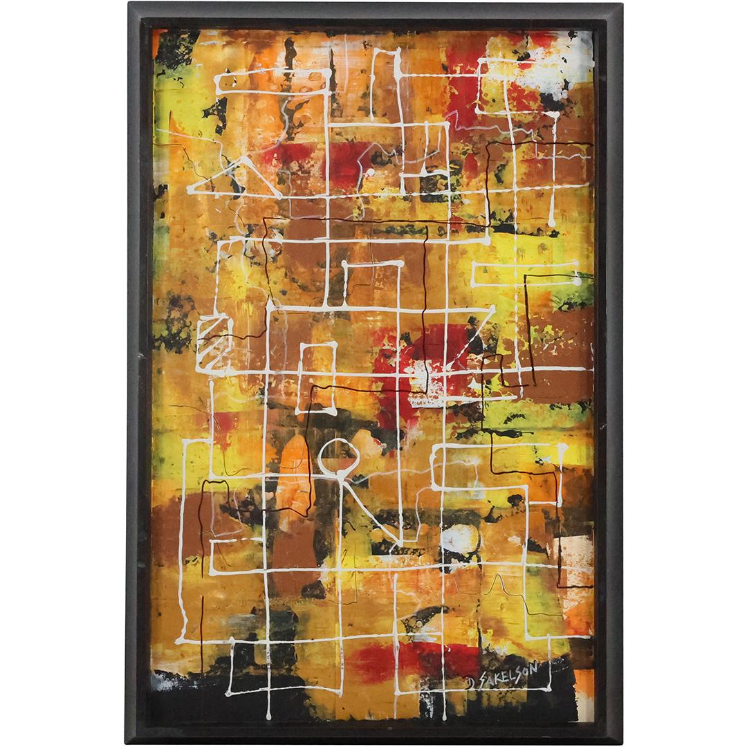Dennis Sakelson, 20th C. Bucks County Pa. Artist, ABSTRACT Oil Painting, Signed (1 of 12)