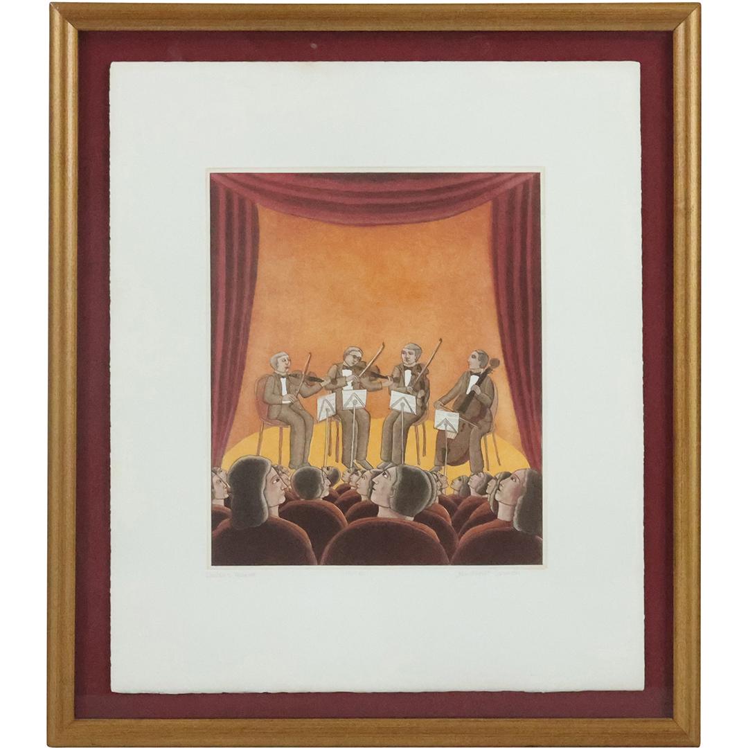 John August Swanson, Etching with Aqua Tint #10/50, Dvorak's Quartet, Framed (1 of 17)