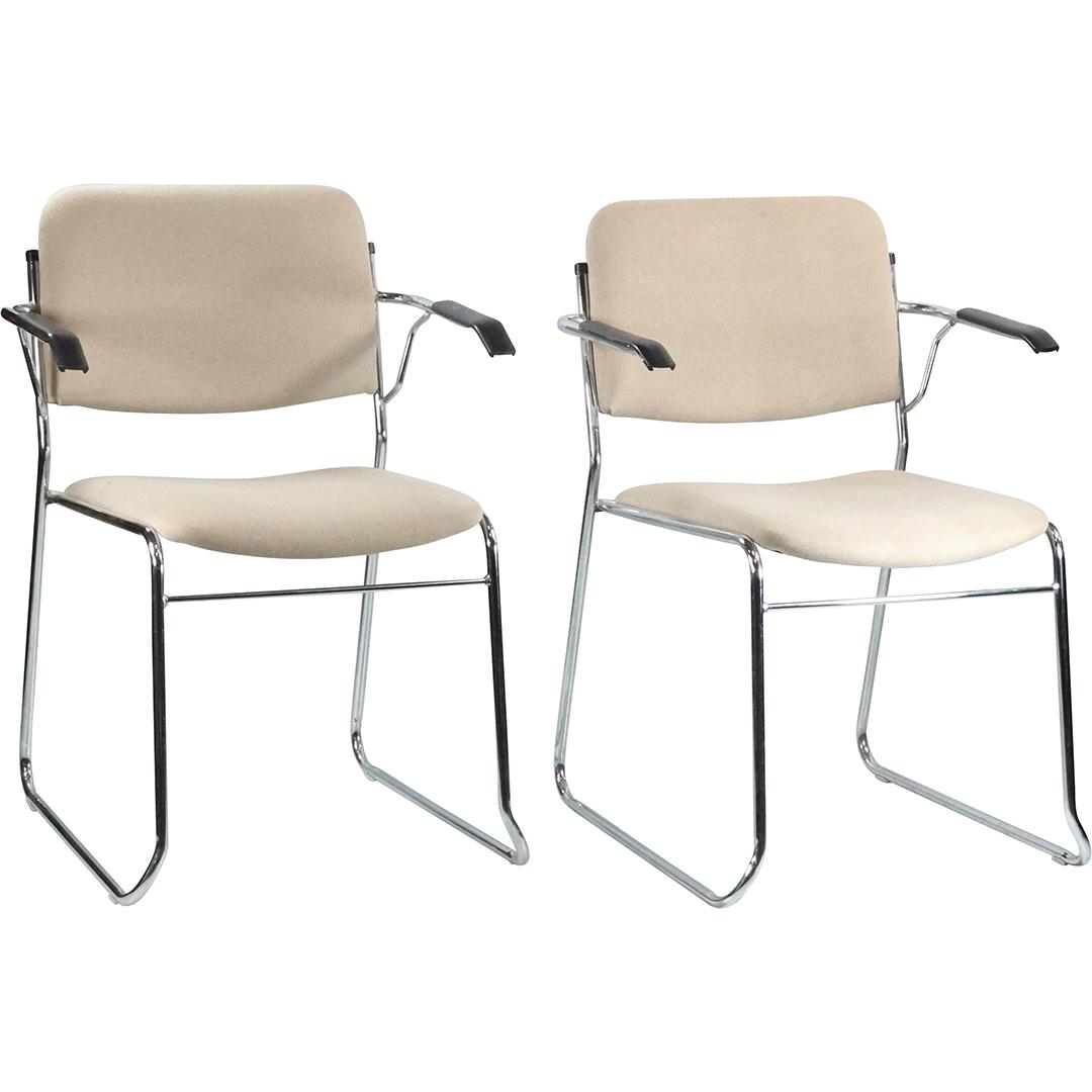 [2] KFI 311 Upholstered Chrome Frame Sled Base Stacking Chairs (1 of 20)