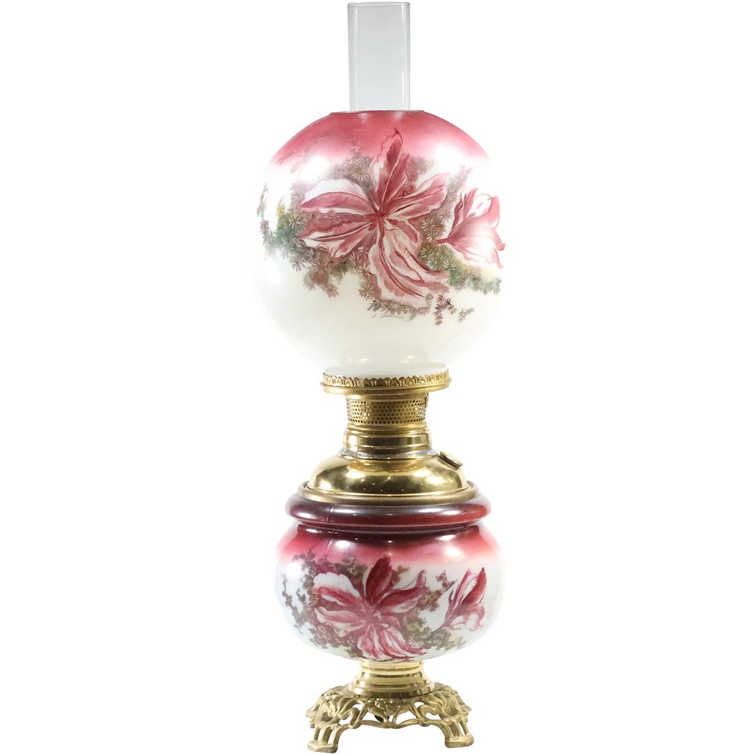Antique Gone With The Wind Lamp, Hand Painted Flowers, Electrified (1 of 13)