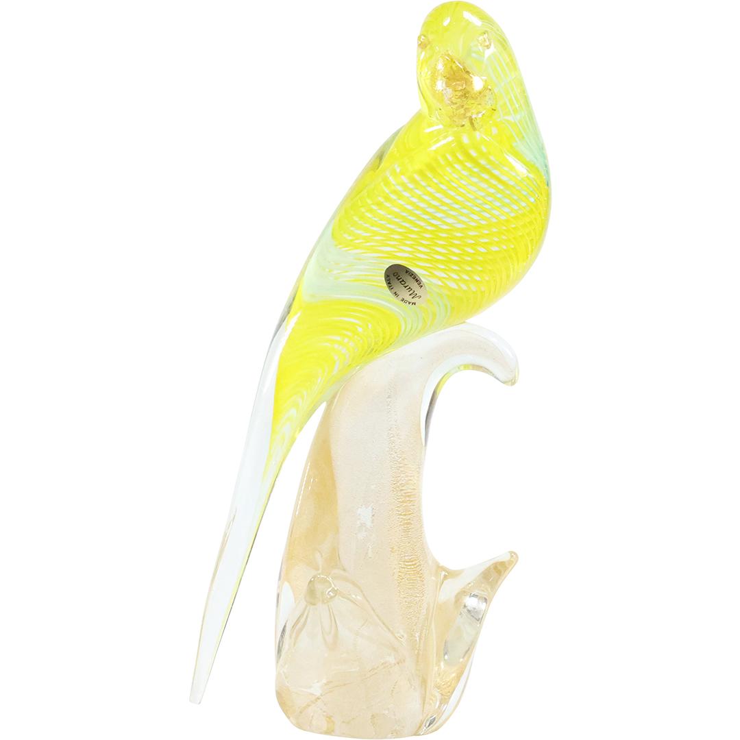 Quality MURANO Italian Art Glass PARROT Sculpture Yellow with Internal Lace 11.25 inches height (1 of 10)