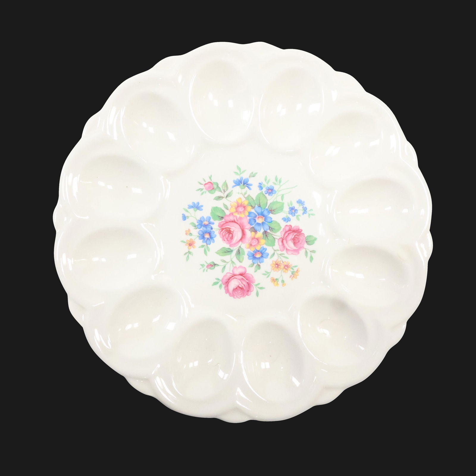 Vintage E&R American Artware Porcelain EGG PLATE 9.25 inches diameter (1 of 10)