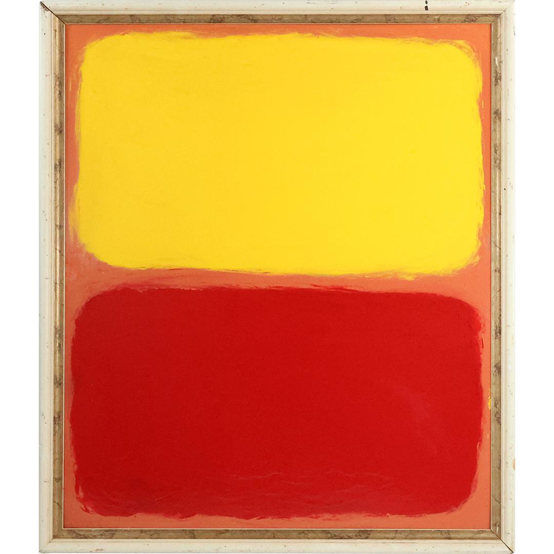 Thomas Pulgini, American, Oil Painting ABSTRACT YELLOW & RED After Franz Kline (1 of 12)