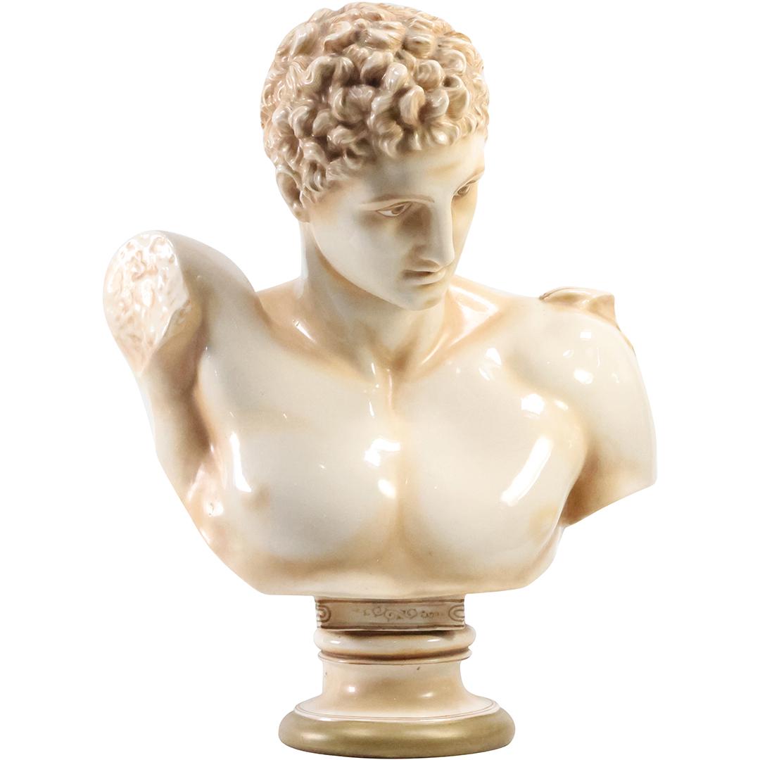 Royal Rudolstadt Bust of Greek God Hermes 15 inches height, marking on Base: Royal Rudolstadt Bust of Greek God Hermes 15 inches height, marking on Base. size: 15 x 11 x 5.5