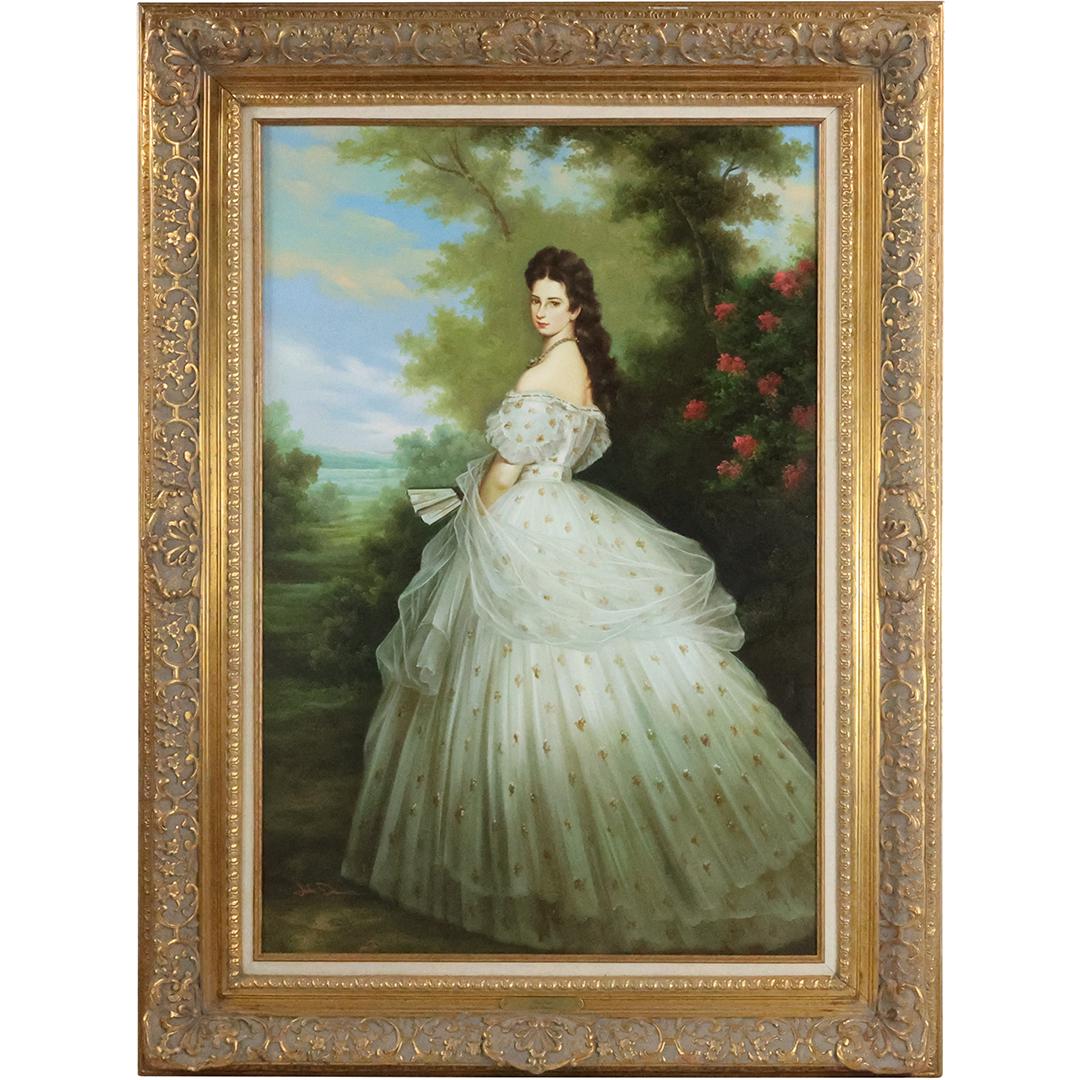 Signed John Dawson, Fine Quality 20th C. Oil Painting Elegant Woman in White Gown (1 of 14)