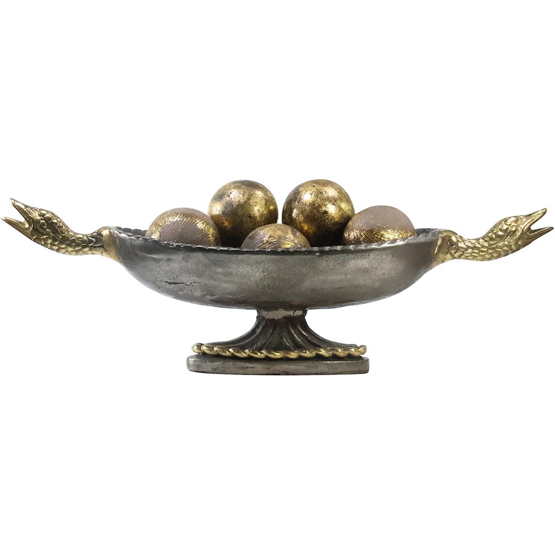 20th C. Heavy Cast Bronze Oblong Center Piece Bowl with Birds Heads 27.5 inches length (1 of 12)