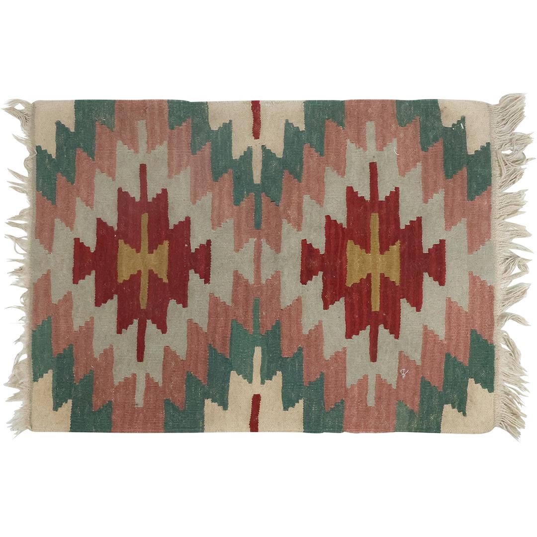 Flat Woven Wool Native American Style Scatter Rug 22 inches x 35 inches (1 of 9)