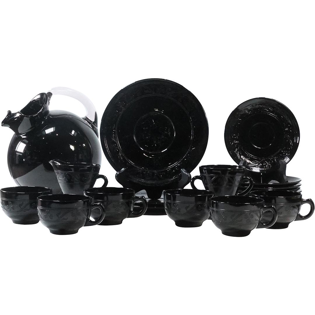 20 Pieces Assorted Black Glass Water Pitcher, Cups, Plates (1 of 19)