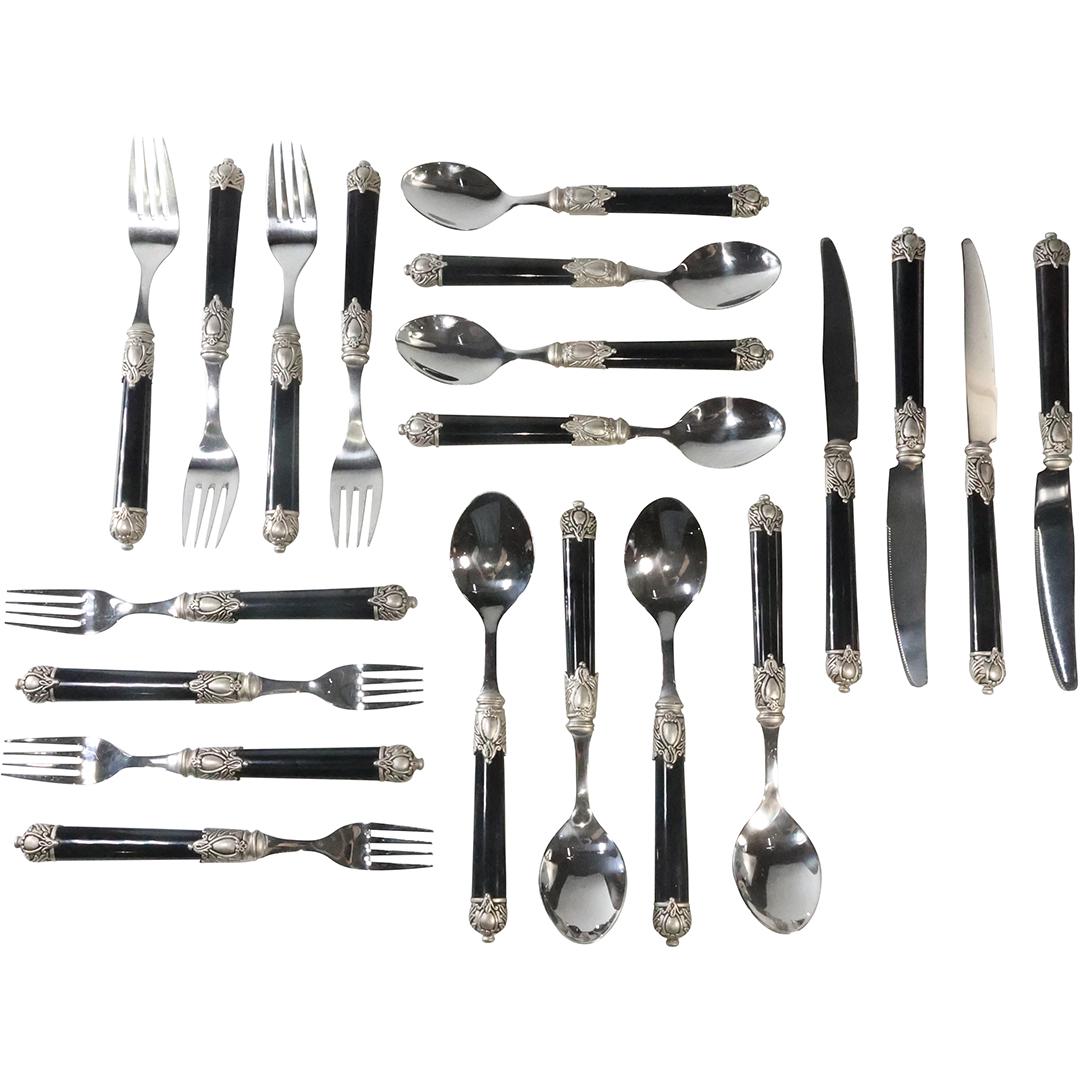 Fancy Black Handle Silverware Flatware - See Pictutres fot Item Count (1 of 13)