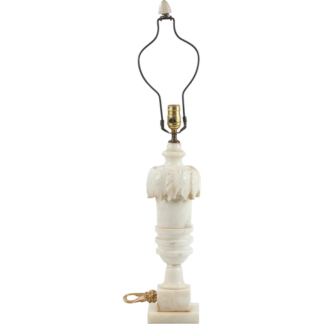 Carved Column Antique French Marble Table Lamp 31.75 inches overall height (1 of 11)