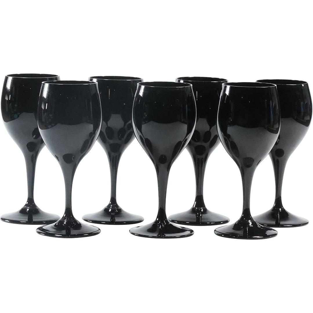 [7] Black Glass Stemware Wine Cocktail Glasses: [7] Black Glass Stemware Wine Cocktail Glasses. size: 5.75 x 2.5