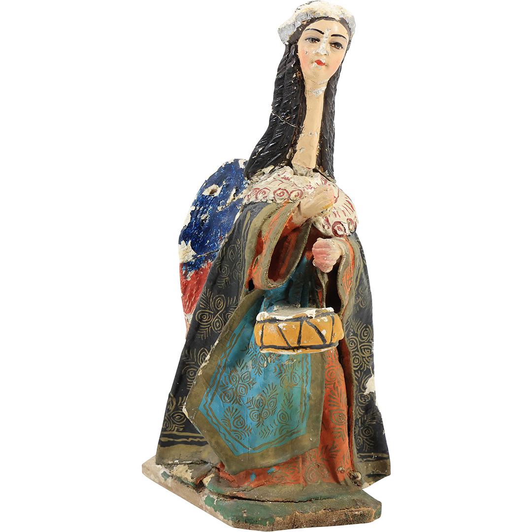 Folk Art Spanish Woman Drummer Hand Painted Hard Plaster Composition 11.75 in. height (1 of 19)