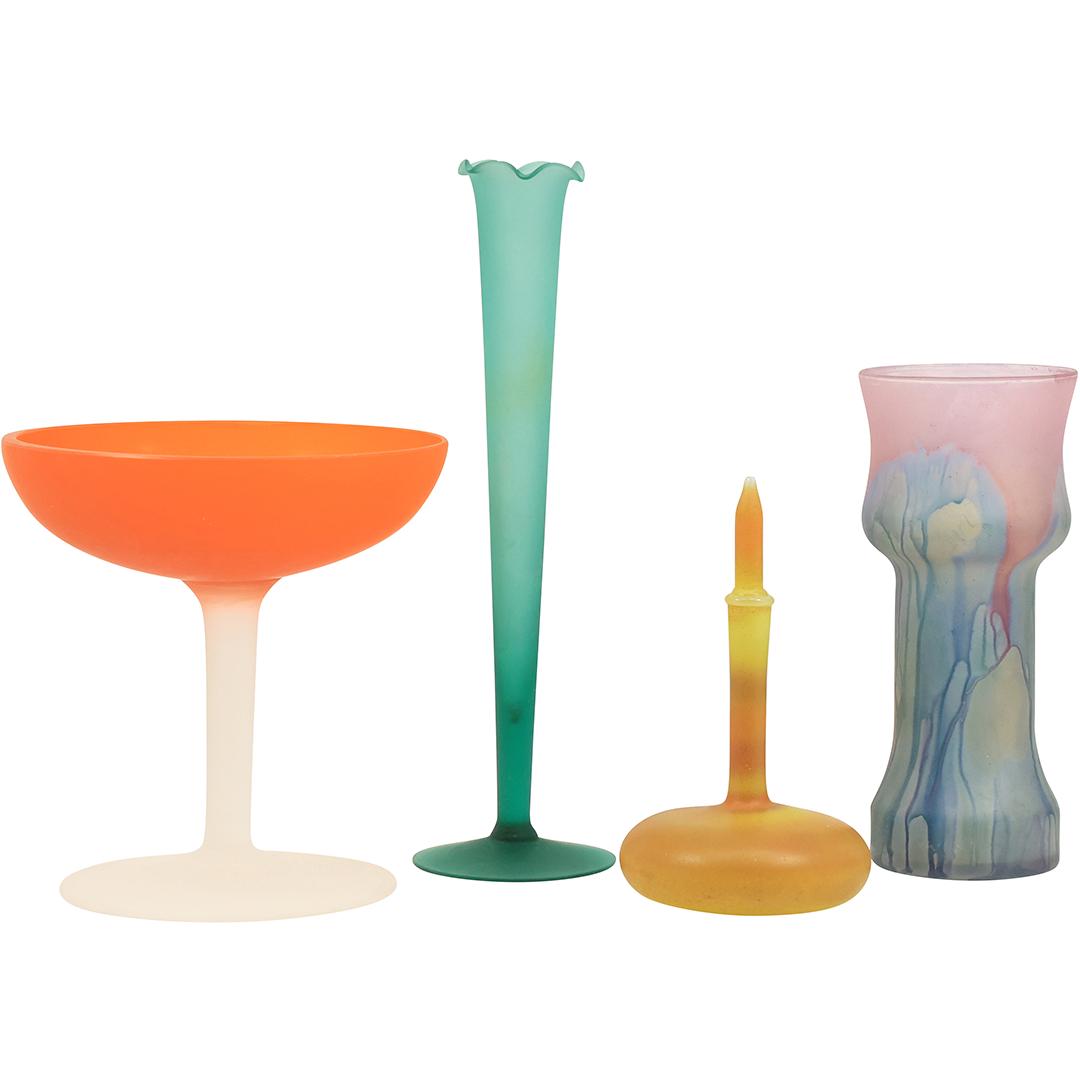 [4] Assorted Mid-Century Modern Soft Colors Glass 2 Vases, Compote, Perfume Bottle (1 of 20)