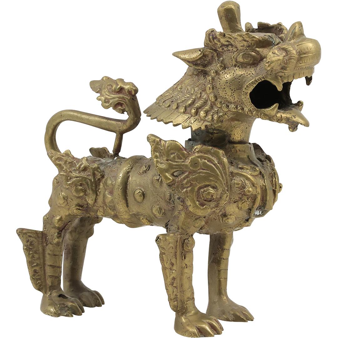 Cast Bronze Mythical Chinese Lion Figure Statue Sculpture 9.5 inches length (1 of 20)