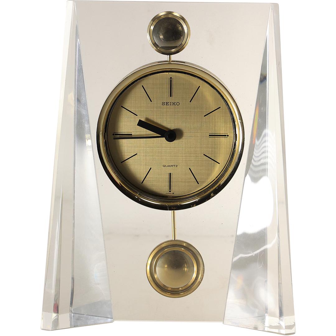Seiko Quartz Clear Lucite Modernist Design Mantle Clock 9 inches height (1 of 20)