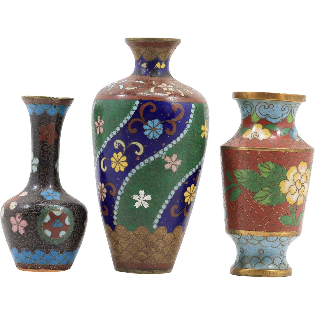[3] Assorted Chinese Cloisonne Cabinet Vases 3.5 inches to 5 inches heights (1 of 20)