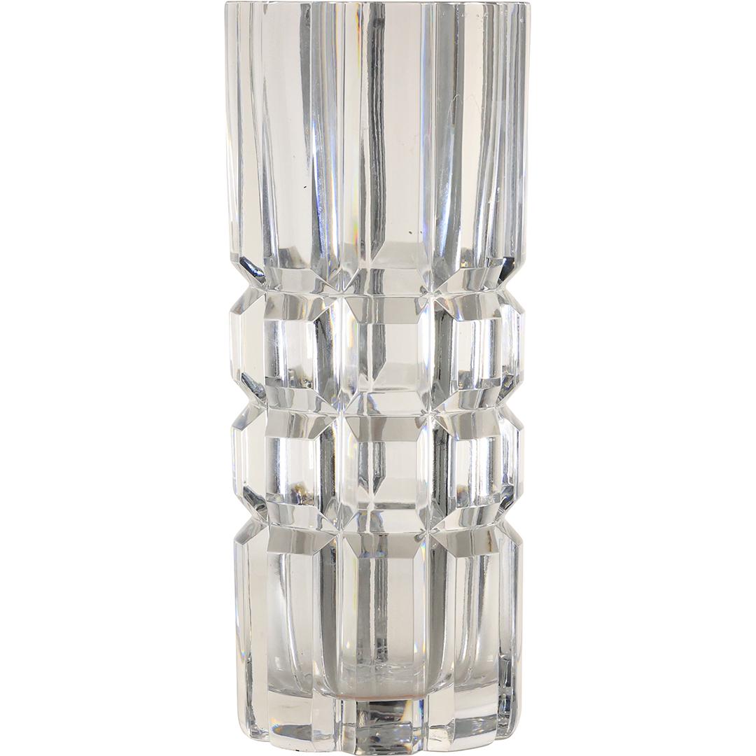 Orrefors Sweden Faceted Heavy Crystal Glass Vase 7.75 inches height, Signed (1 of 14)