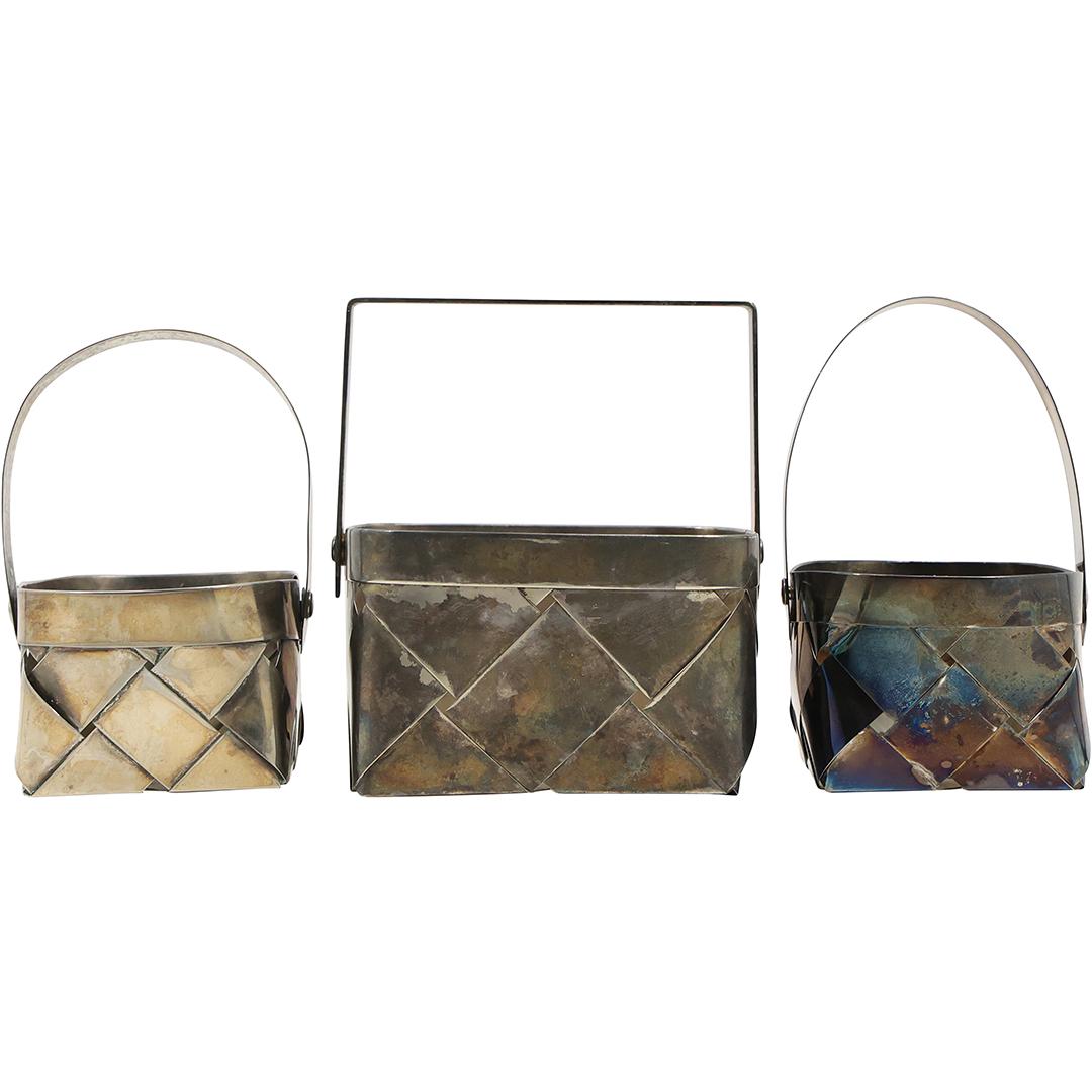 [3] Assorted Small Silver Plate Handled Baskets 5 inches height (1 of 20)