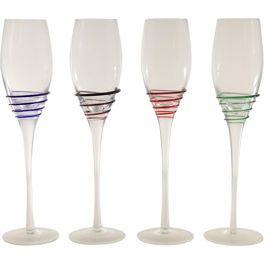 [4] Crystal Glass with Colored Threading Cocktail Stemware Glasses (1 of 20)