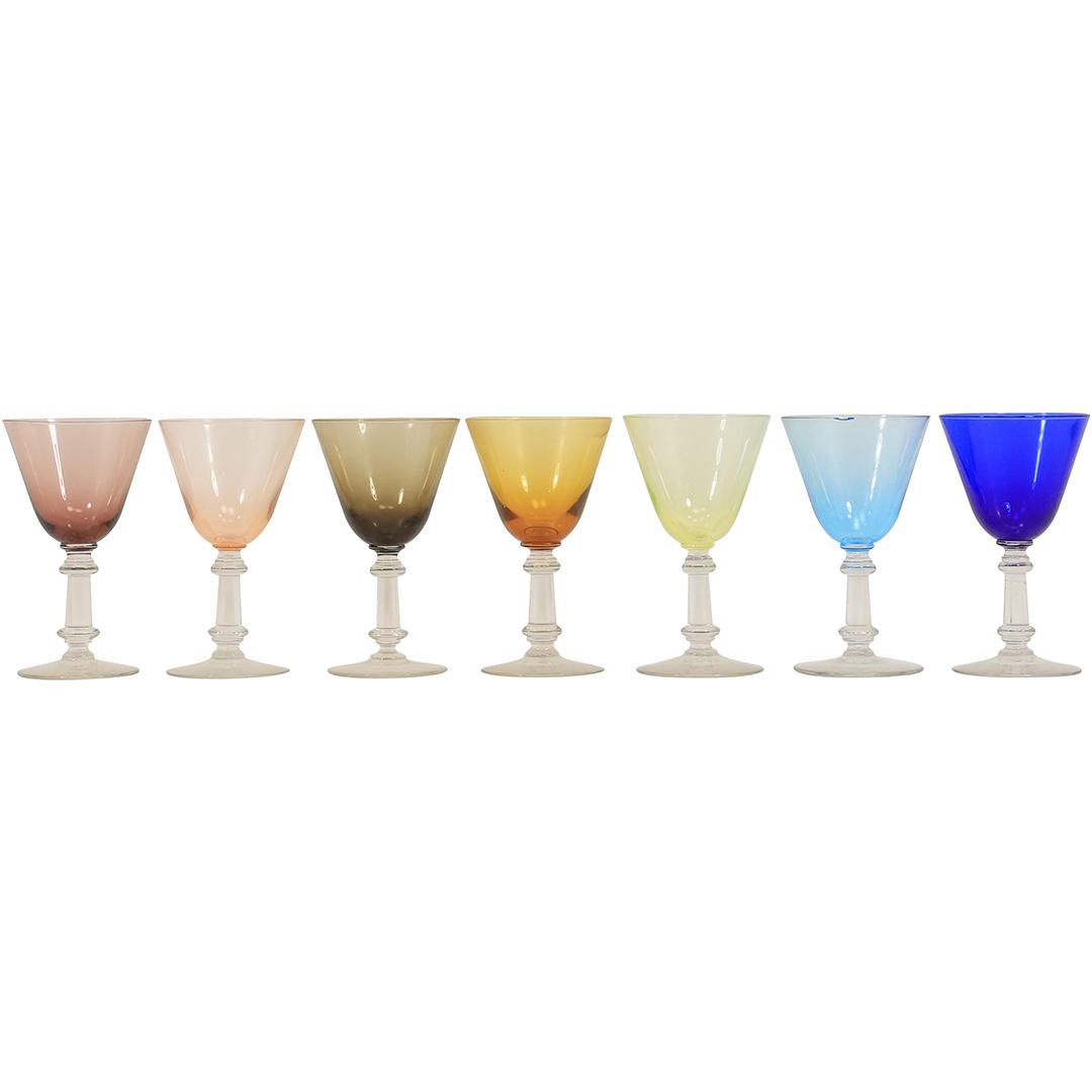 [7] Multi Colors Small Wine Tasting Stemware Glasses: [7] Multi Colors Small Wine Tasting Stemware Glasses. size: h 5 L 3