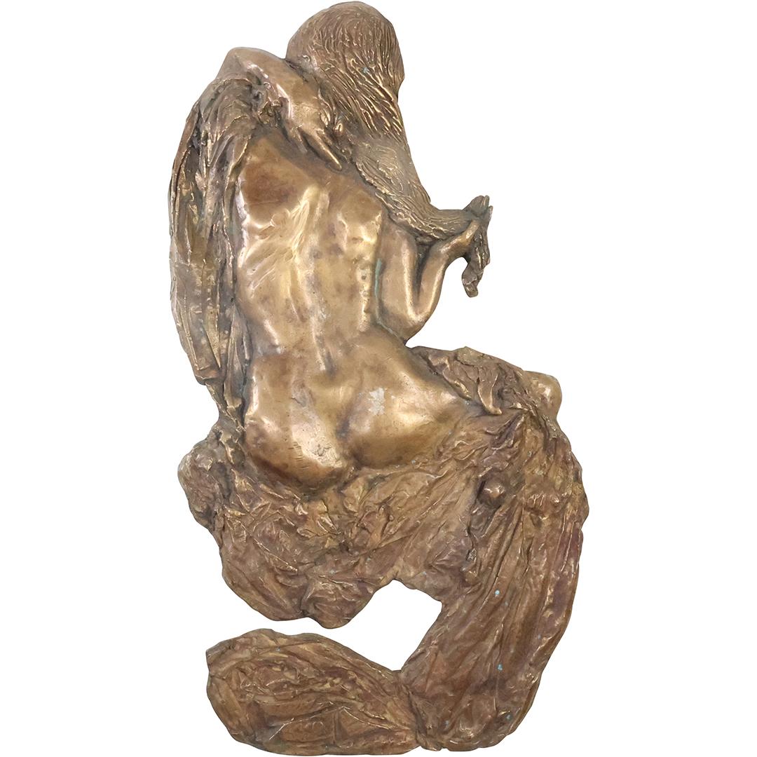 Bronze Wall Sculpture Backside Female Nude with Long Hair, Original Patina: Bronze Wall Sculpture Backside Female Nude with Long Hair, Original Patina. size: 17.75 in. x 9.75 in. x 1.25 in.