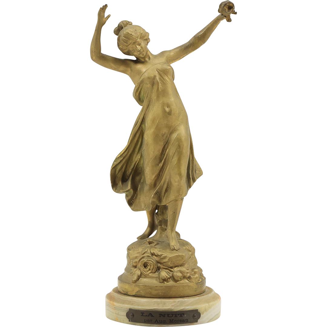 Auguste Moreau, "La NUIT" 19th C. Bronze Dancing Woman Figure Sculpture 9.75 inches height (1 of 20)