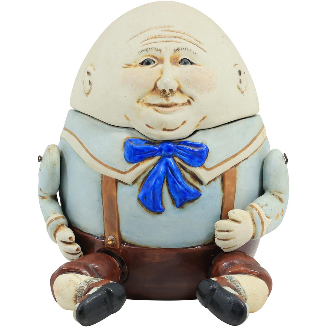 Hand Painted Ceramic HUMPTY DUMPTY Tobacco Jar: Hand Painted Ceramic HUMPTY DUMPTY Tobacco Jar. size: 6.5 inches x 5.25 inches