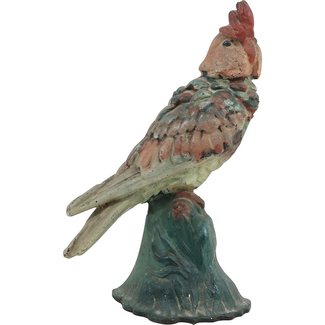 Antique Cast Iron PARROT Figure Doorstop in Original Paint 12 inches height (1 of 16)