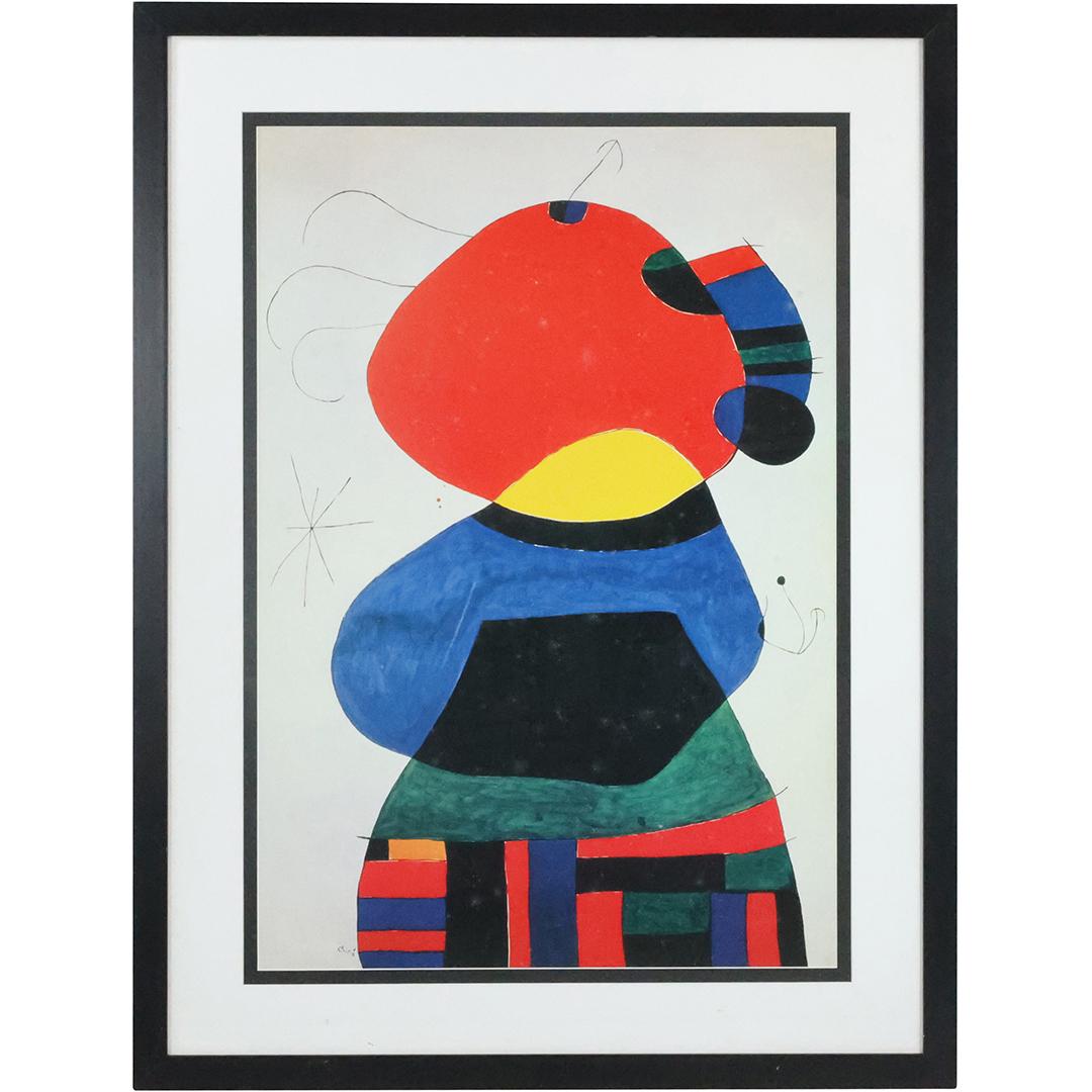 Joan Miro, "Femme Aux Trois Cheveux", Multi Color Lithography, Signed in Plate, Framed (1 of 13)