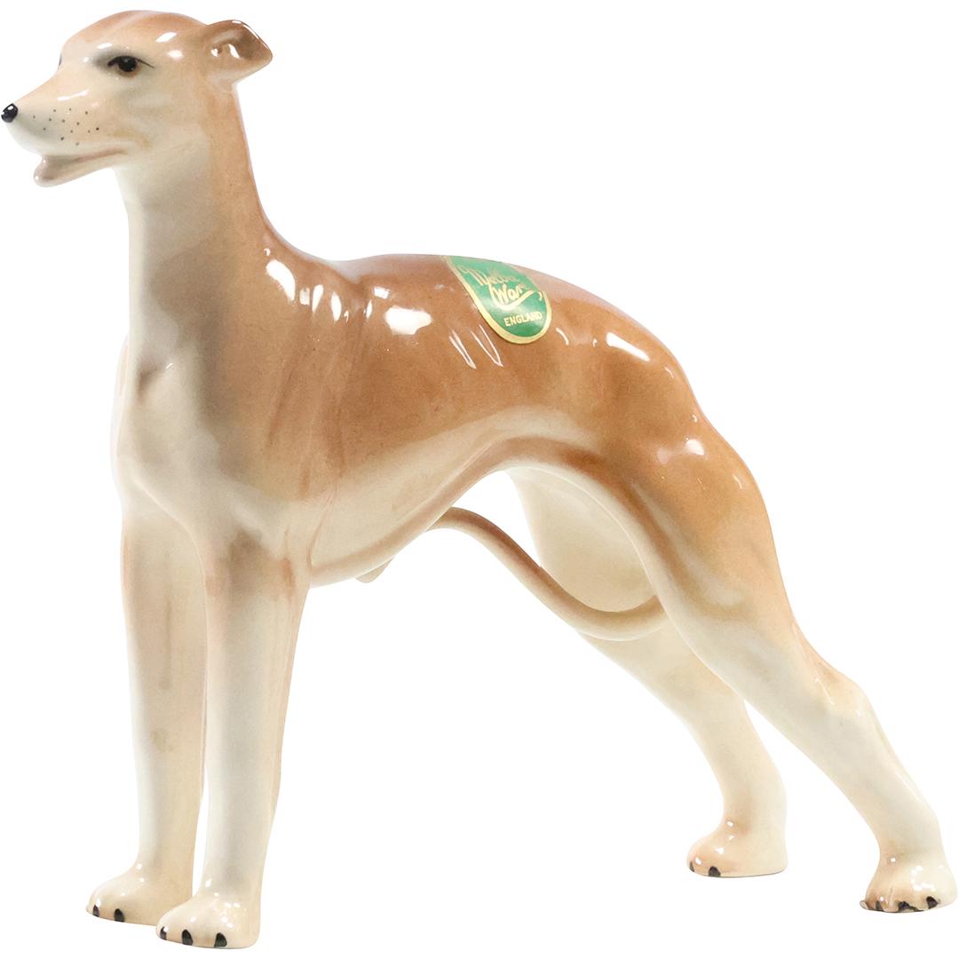Melba England, Porcelain Greyhound Dog Figutre Statue 9 inches length: Melba England, Porcelain Greyhound Dog Figutre Statue 9 inches length. Marked and with original label. size: 7.75 x 9 x 3.25
