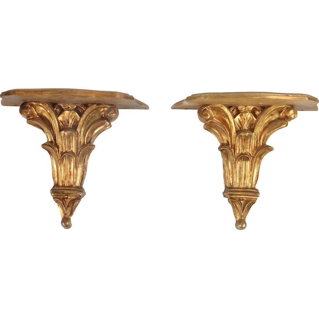 [2] Italian Wood Gold Gilt Shelf Brackets 10.5 inches x 12 inches x 6 inches (1 of 13)