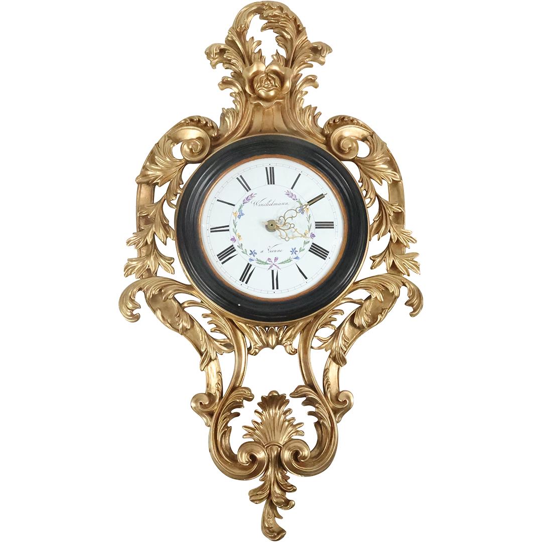 Winchelmann a Vienne, Gold Gilt Cartel Wall Clock 36.5 inches length (1 of 14)