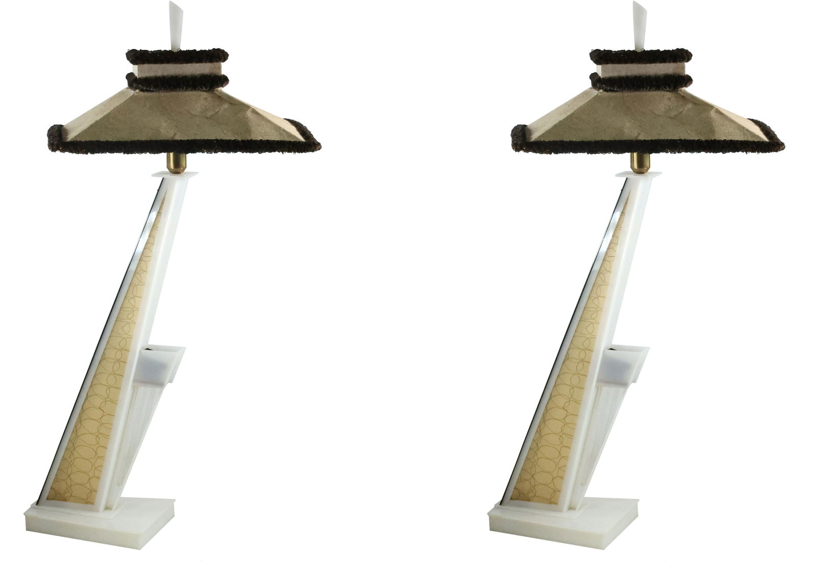 PAIR Mid Century Modern LUCITE Floor Lamps By MOSS "Leaning Lena" Original Shades (1 of 20)