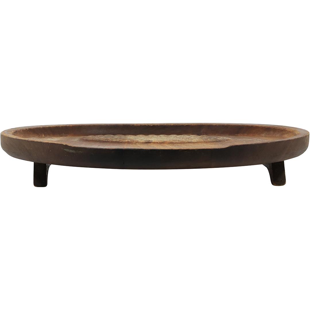Mid-Century Modern Round Teak Wood Footed Serving Platter 15 inches diameter (1 of 16)
