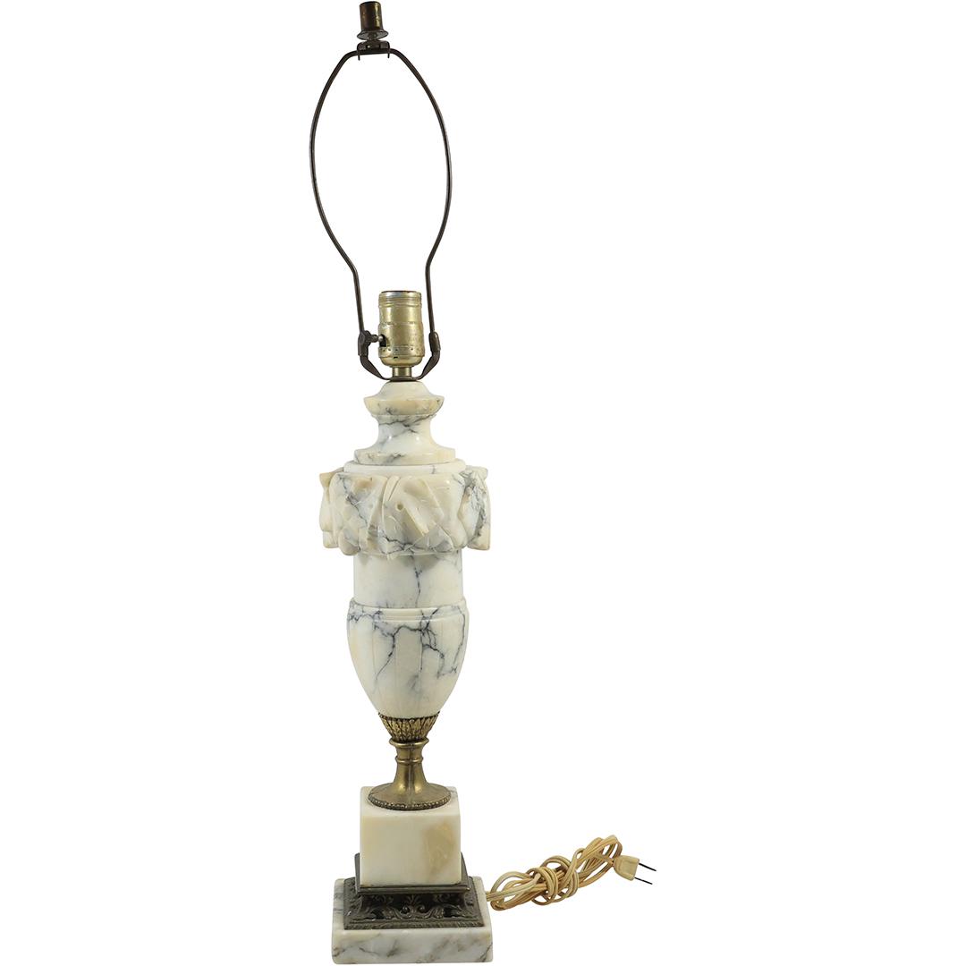Vintage Carved White Italian Marble Table Lamp Base 27.5 inches overall height (1 of 20)