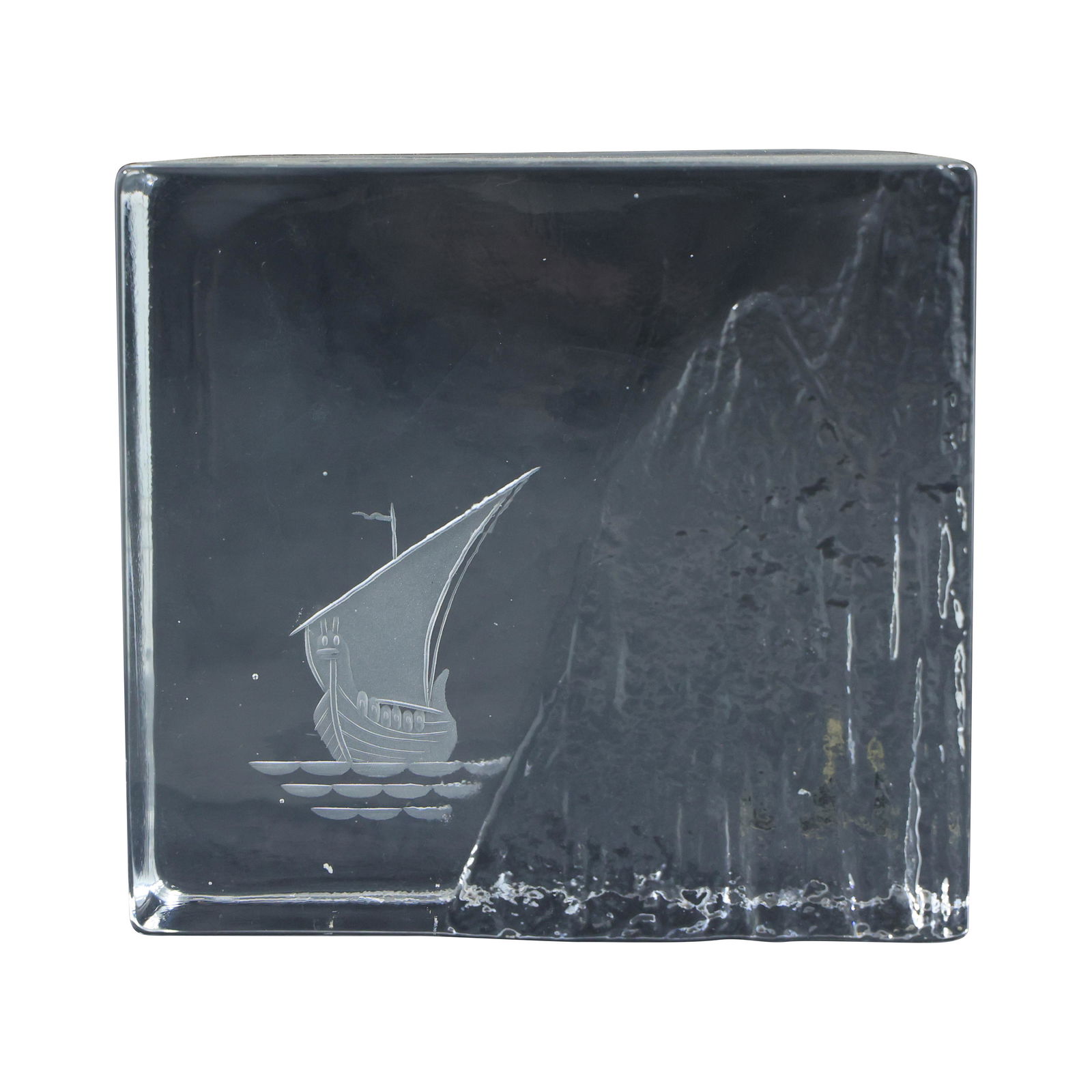 Signed Edenfalk Sknuf Crystal Glass Block Sculpture Galleon Ship and Iceberg (1 of 16)