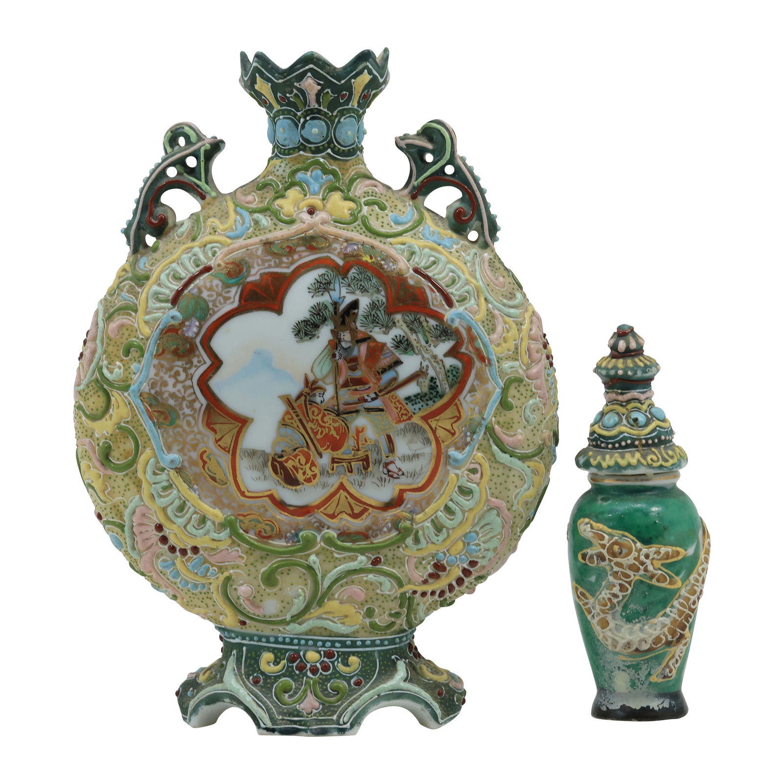 [2] Japanese MORIAGE Round Circle Vase  and MORIAGE Cabinet Vase with Cover (1 of 20)