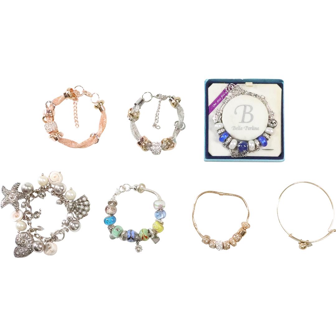 [7] Assorted Charm Bracelets: 2 Pandora's Box; Bella Pertina; Alexi Anne, 2 Others (1 of 16)