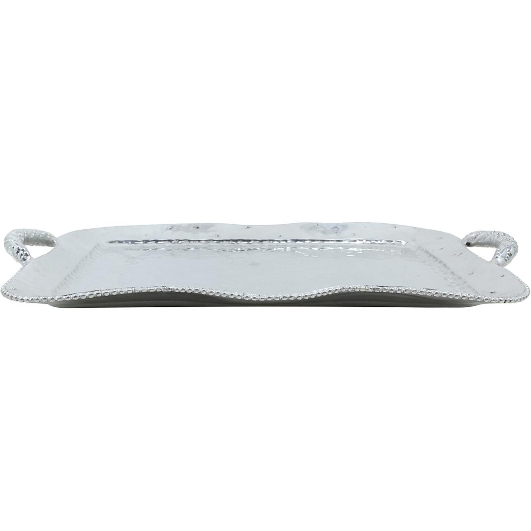 Mariposa Hand Hammered Polished Aluminum Serving Tray with Handles 19.5 inches length (1 of 15)