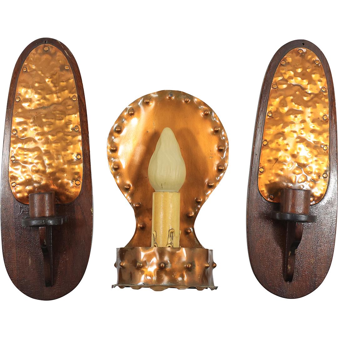 [3] Arts & Crafts Hand Hammered Copper Candle Holder Sconces (1 of 20)