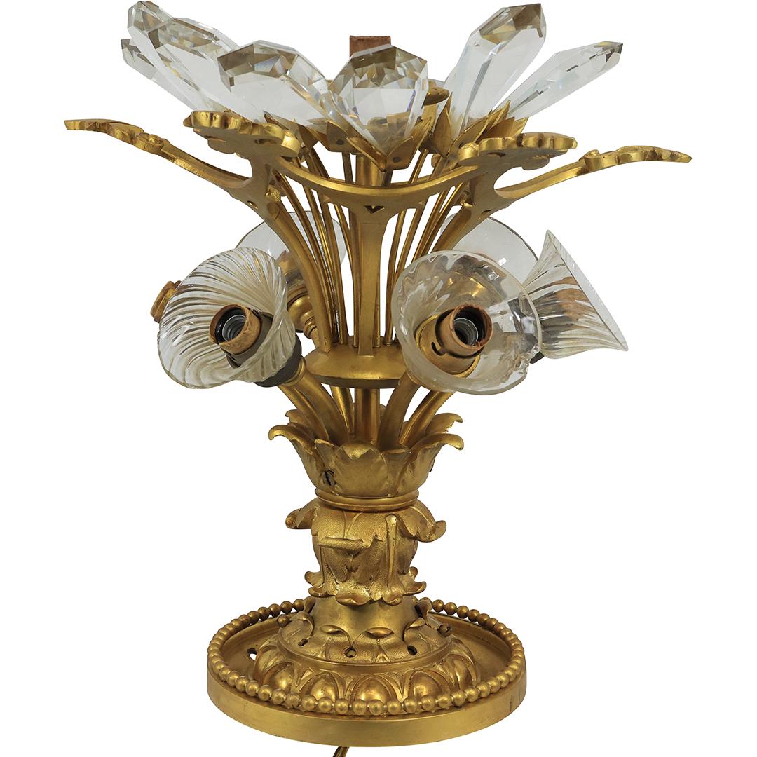 Hollywood Regency Gold Gilt Leaves Ceiling Fixture with Glass Shades (1 of 17)