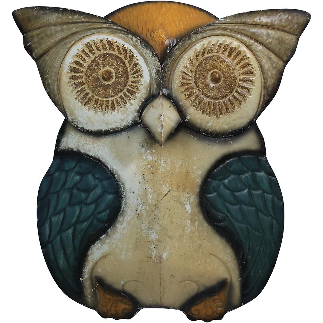 Large TIN OWL Figure Wall Hanging 23 inches x 17 inches (1 of 14)