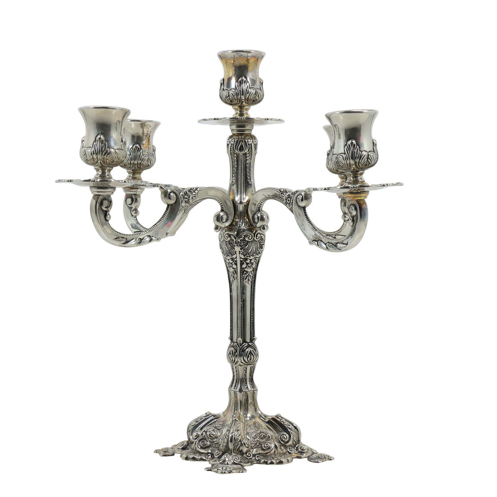 Ornate Continental Silver Plate Candelabra 5-Light 14.5 inches height x 13.25 inches wide (1 of 19)