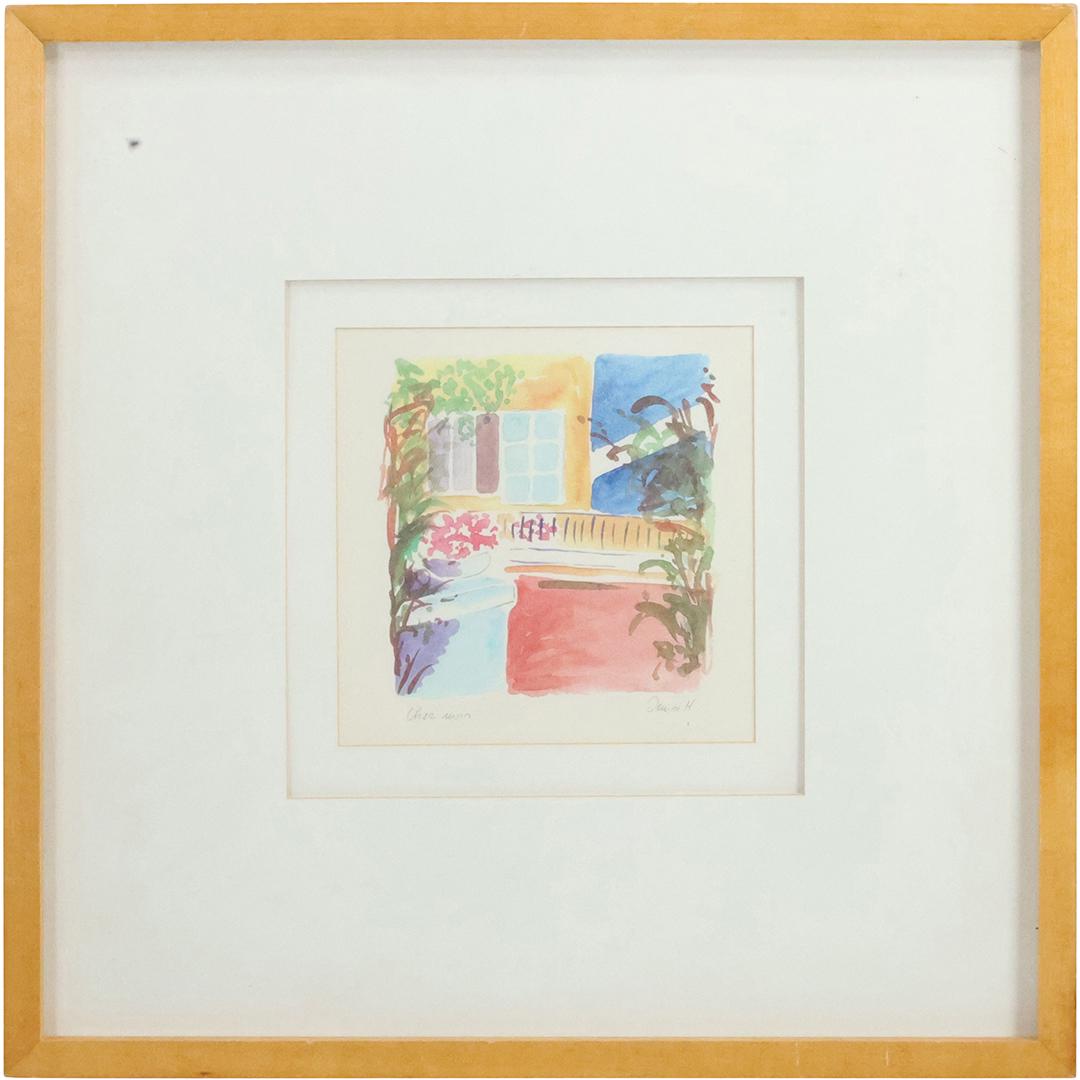 Denise M, "Cher Moin" Aqua Tint Lithograph Garden Secene , Framed, Pencil Signed (1 of 12)